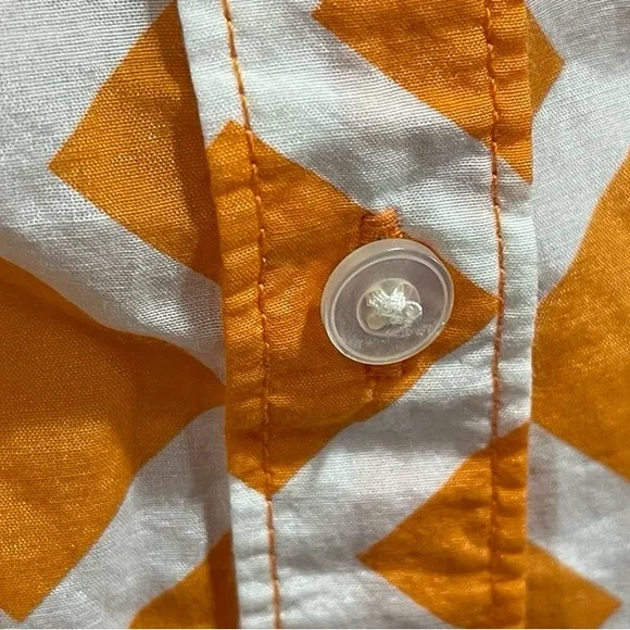 JC Penney Women's Orange White Lattice Pattern Long Sleeve Shirt Top Blouse; MP - Picture 5 of 8